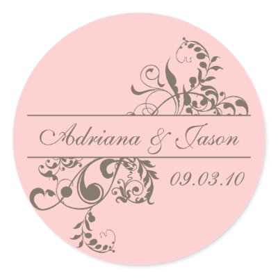Pink and Gray Flourish Monogram Sticker