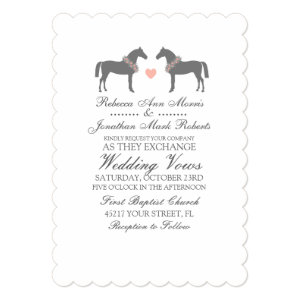 Pink and Gray Horses Wedding Invitation 5