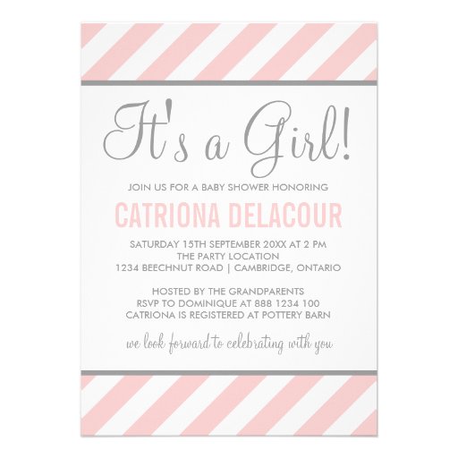 Pink and Gray It's a Girl Baby Shower Invitation