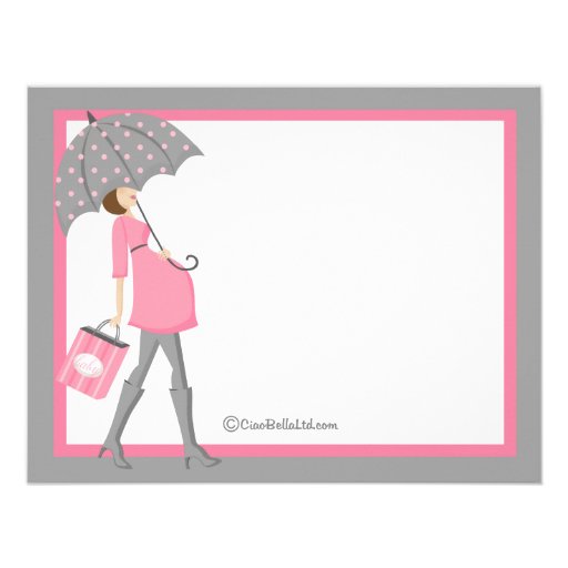 Pink And Gray Shopper Baby Shower Invitation