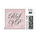 Pink and Gray Small RSVP Postage Stamps stamp