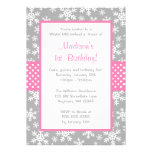 Pink and Gray Snowflakes Winter Onederland Custom Invites