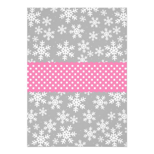 Pink and Gray Snowflakes Winter Onederland Custom Invites