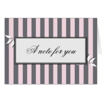 Pink and Gray Striped Note Card cards