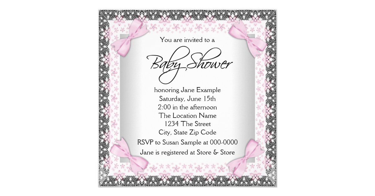 Pink And Gray Vintage Baby Girl Shower Card Zazzle