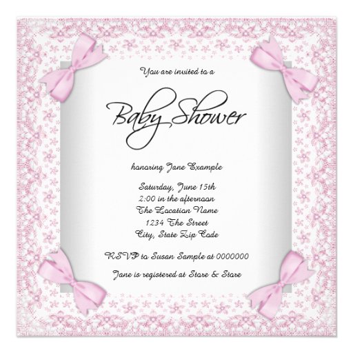 Pink and Gray Vintage Baby Girl Shower Custom Announcement