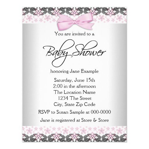 Pink and Gray Vintage Baby Girl Shower Custom Invitation