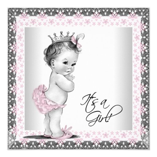 Pink And Gray Vintage Baby Girl Shower Invitation Zazzle pink-and-gray-vintage-baby-girl-shower-invitation-zazzle