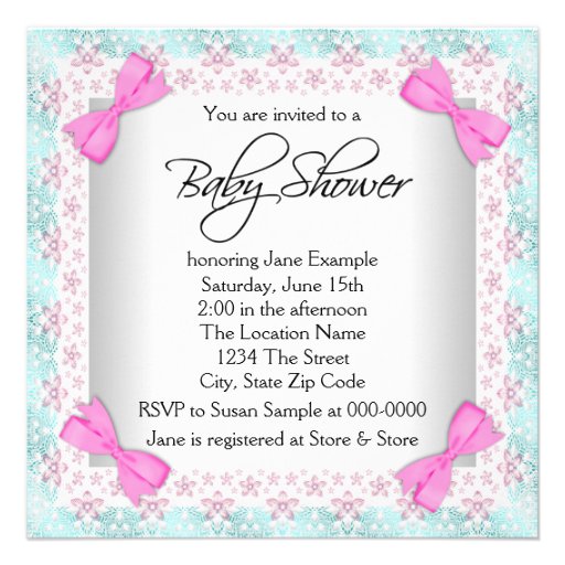 Pink and Gray Vintage Baby Girl Shower Custom Invite
