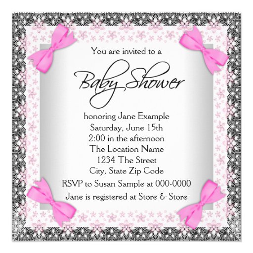 Pink and Gray Vintage Baby Girl Shower Invitations