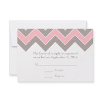 Pink and Gray Wedding RSVP Cards Custom Announcements