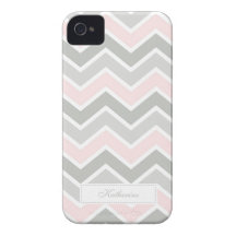 Pink and Gray Zigzag Chevron Pattern iPhone 4 Case