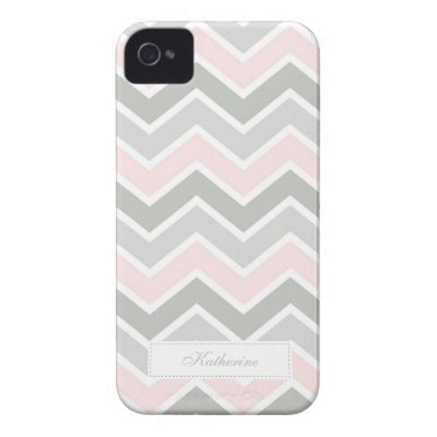 Pink and Gray Zigzag Chevron Pattern iPhone 4 Case