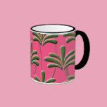Pink and Green Abstract Leaf Pattern mugs