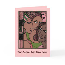 Pink and Green African American Women cards