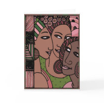 Pink and Green African American Women cards