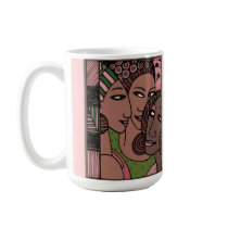 Pink and Green African American Women mugs by cutencomfy Pink and Green African American Women mugs