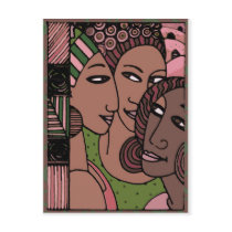 Pink and Green African American Women postcards