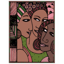 Pink and Green African American Women t-shirts