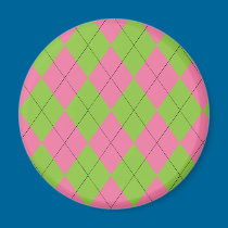 Pink and Green Argyle Magnet magnets