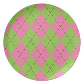 Pink and Green Argyle Plate