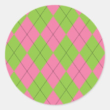 Pink and Green Argyle Sticker