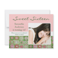 Pink and Green Artsy Sweet Sixteen Invitation invitation