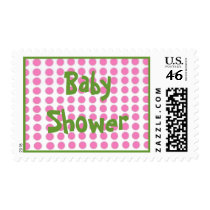 pink and green baby shower stamp