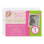 Pink and Green Butterfly Girls Birthday Invitation