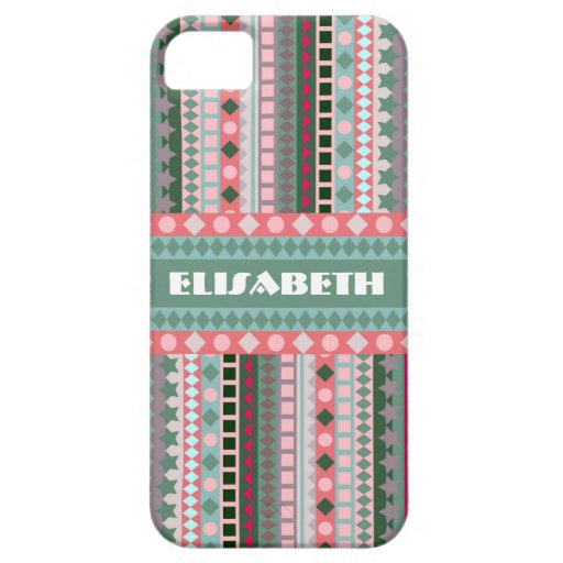 Pink and Green Candy Aztec Zigzag Pattern iPhone 5 Cases