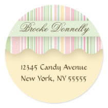 Pink and Green Candy Striped Address Label stickers