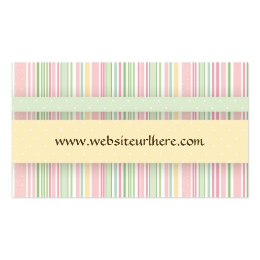 Pink and Green Candy Striped Business Card (back side)