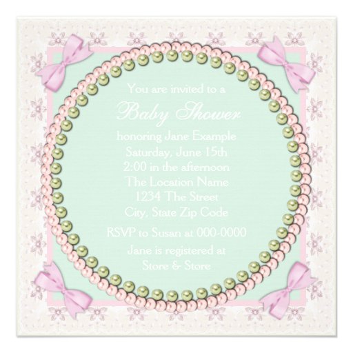 Pink and Green Carriage Baby Shower Announcements