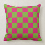 Pink and Green Checkered Pillow pillows