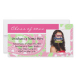 Pink and Green Cheerful Graduation Photo Cards