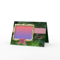 Pink and Green Christmas Cards, Personalized Photo
