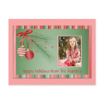 Pink and Green Christmas Photo Postcard