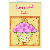Pink and Green Cupcake Yellow Card cards
