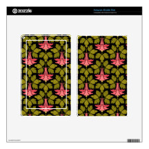 Pink and Green Floral Art Nouveau Kindle Fire Decal
