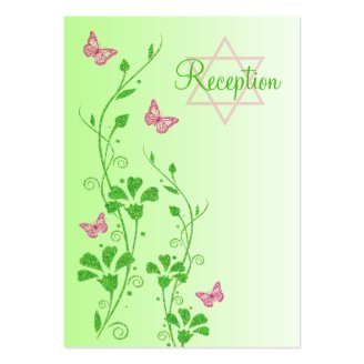 Pink and Green Floral Butterflies Enclosure Card Business Card