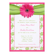 Pink and Green Floral Damask Wedding Invitation