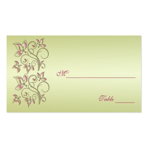 Pink and Green Floral Placecards Business Card Template