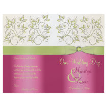 Pink and Green Floral Wedding Program Personalized Flyer