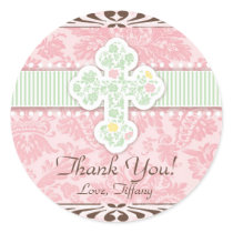 Pink and Green Florals Birth Gift Label stickers