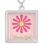 Pink and Green Flower Girl Necklace