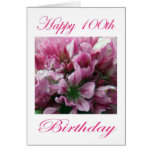 Pink and Green Flower Happy 100th Birthday Card