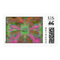 Pink and Green Fractal Flower postage by bazanster2 Pink and Green Fractal Flower postage