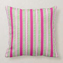 Pink and Green Greek Key Throw Pillows