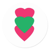 Pink and Green Hearts Stickers