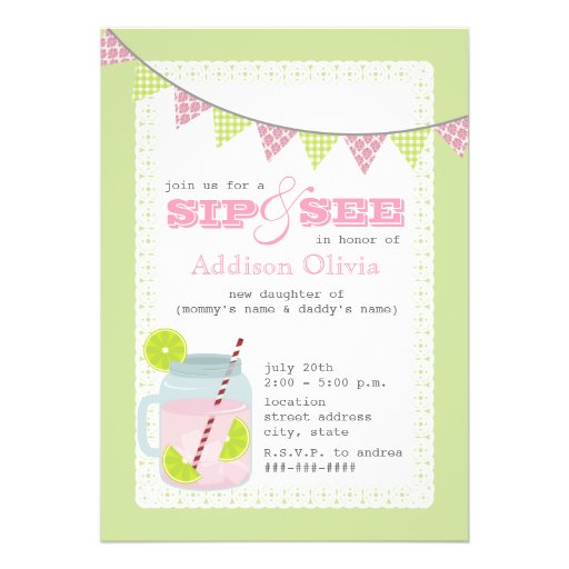 Pink and Green Lemonade & Lime Sip + See Custom Announcements